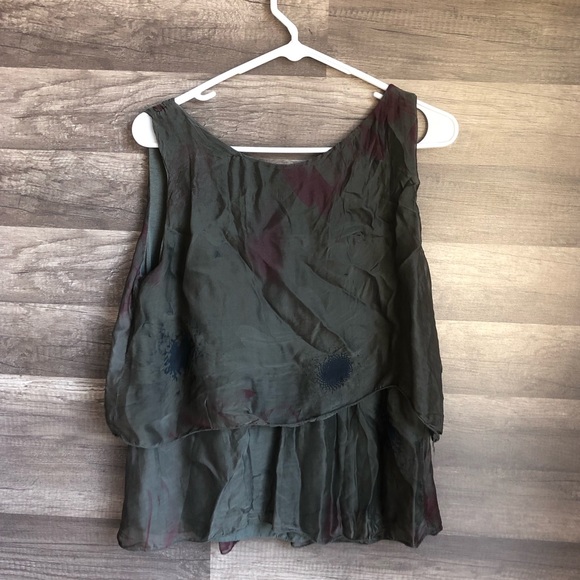 H Trend Made in Italy Silk Floral Layered Tank M - Picture 4 of 5